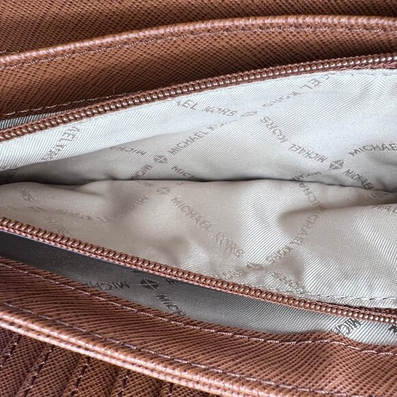 Michael Kors Continental Wallet JetSet Zippered Large Brown Wristlet Leather - Picture 4 of 16